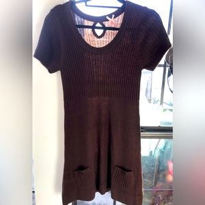 Derek Heart Cute Brown Cotton Spring Casual Date Night Sweater Dress Size L